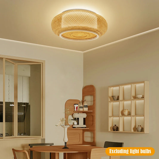 Modern Rattan Pendant Light - LED Ceiling Fan