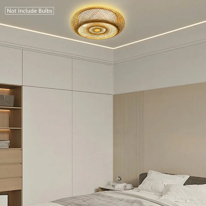 Modern Rattan Pendant Light - LED Ceiling Fan
