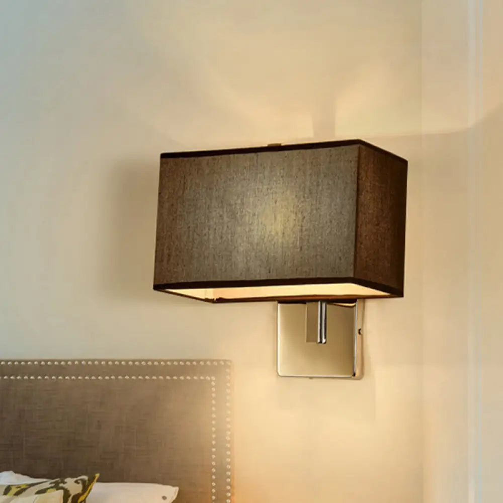 Lámpara de pared rectangular moderna DecorBites™ | Pantalla de tela | 1 bombilla | Aplique para sala de estar (Negro/Blanco/Beige)