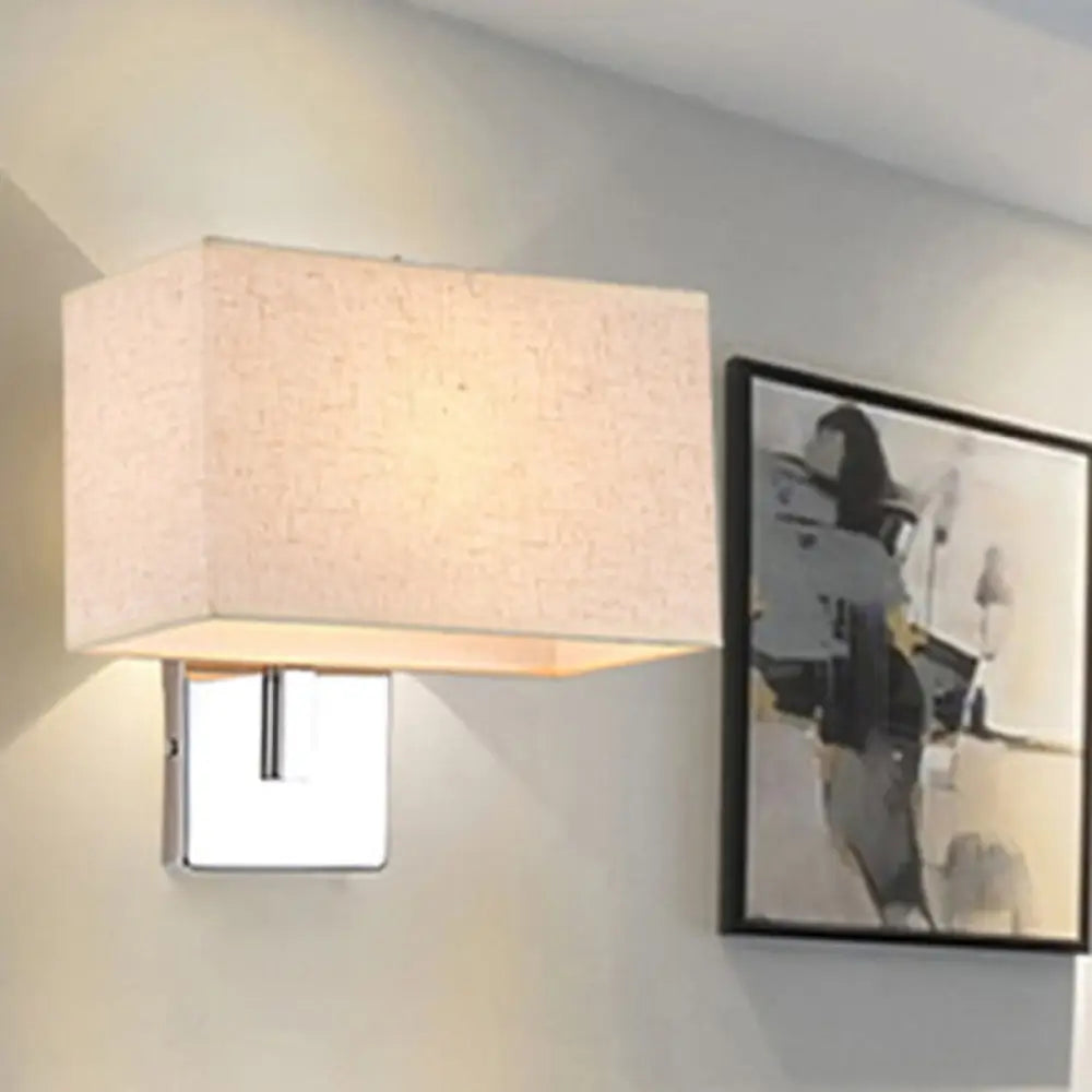 Lámpara de pared rectangular moderna DecorBites™ | Pantalla de tela | 1 bombilla | Aplique para sala de estar (Negro/Blanco/Beige)