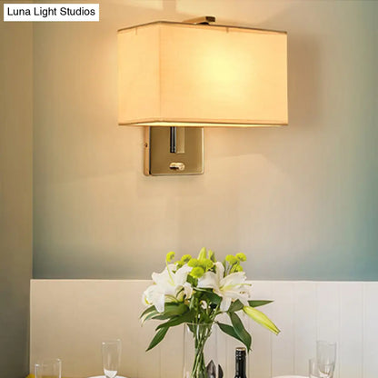 Lámpara de pared rectangular moderna DecorBites™ | Pantalla de tela | 1 bombilla | Aplique para sala de estar (Negro/Blanco/Beige)