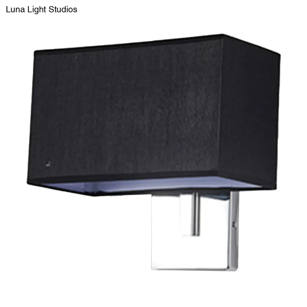 Lámpara de pared rectangular moderna DecorBites™ | Pantalla de tela | 1 bombilla | Aplique para sala de estar (Negro/Blanco/Beige)