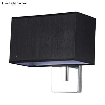 Lámpara de pared rectangular moderna DecorBites™ | Pantalla de tela | 1 bombilla | Aplique para sala de estar (Negro/Blanco/Beige)