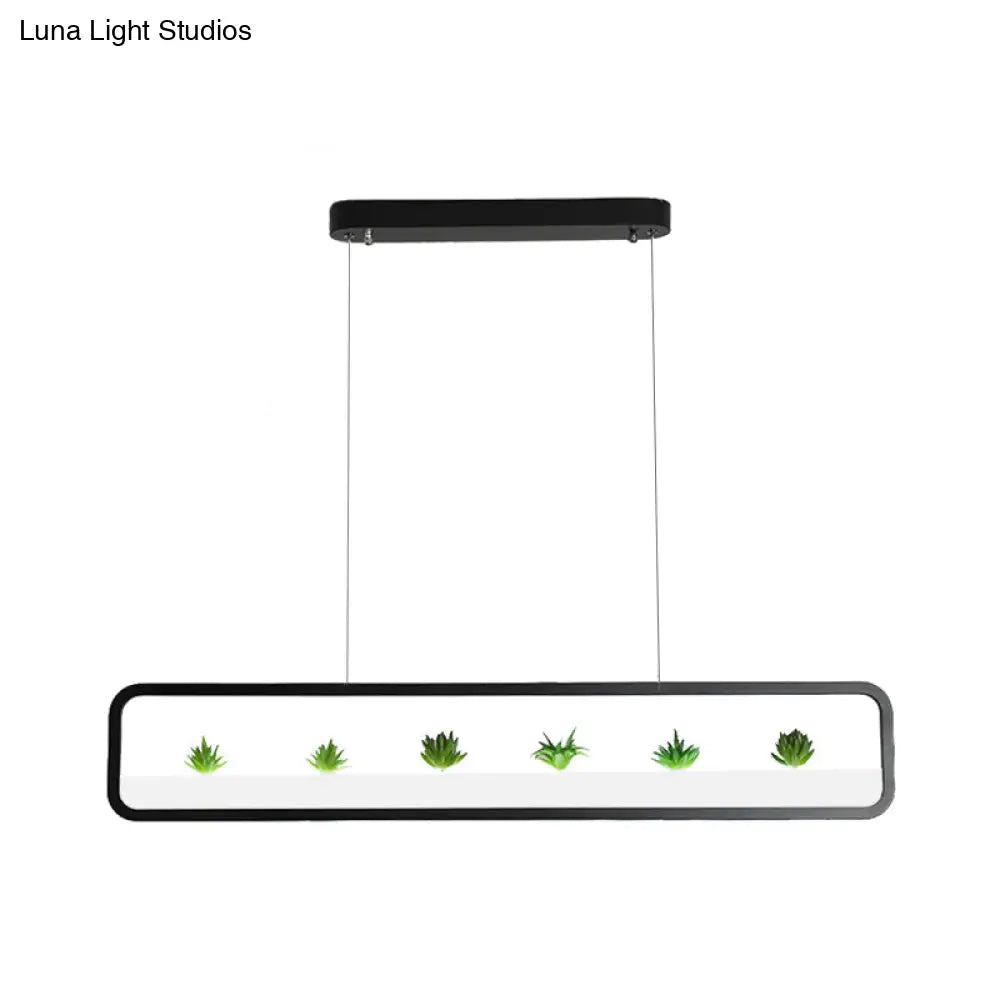 ثريا أكريليك مستطيلة حديثة من DecorBites™ - إضاءة سقف LED لغرفة الطعام (بطول 27.5 بوصة/39 بوصة) - أسود/أبيض