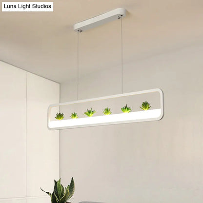 ثريا أكريليك مستطيلة حديثة من DecorBites™ - إضاءة سقف LED لغرفة الطعام (بطول 27.5 بوصة/39 بوصة) - أسود/أبيض