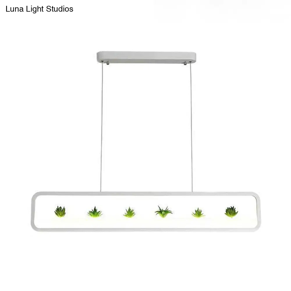 ثريا أكريليك مستطيلة حديثة من DecorBites™ - إضاءة سقف LED لغرفة الطعام (بطول 27.5 بوصة/39 بوصة) - أسود/أبيض