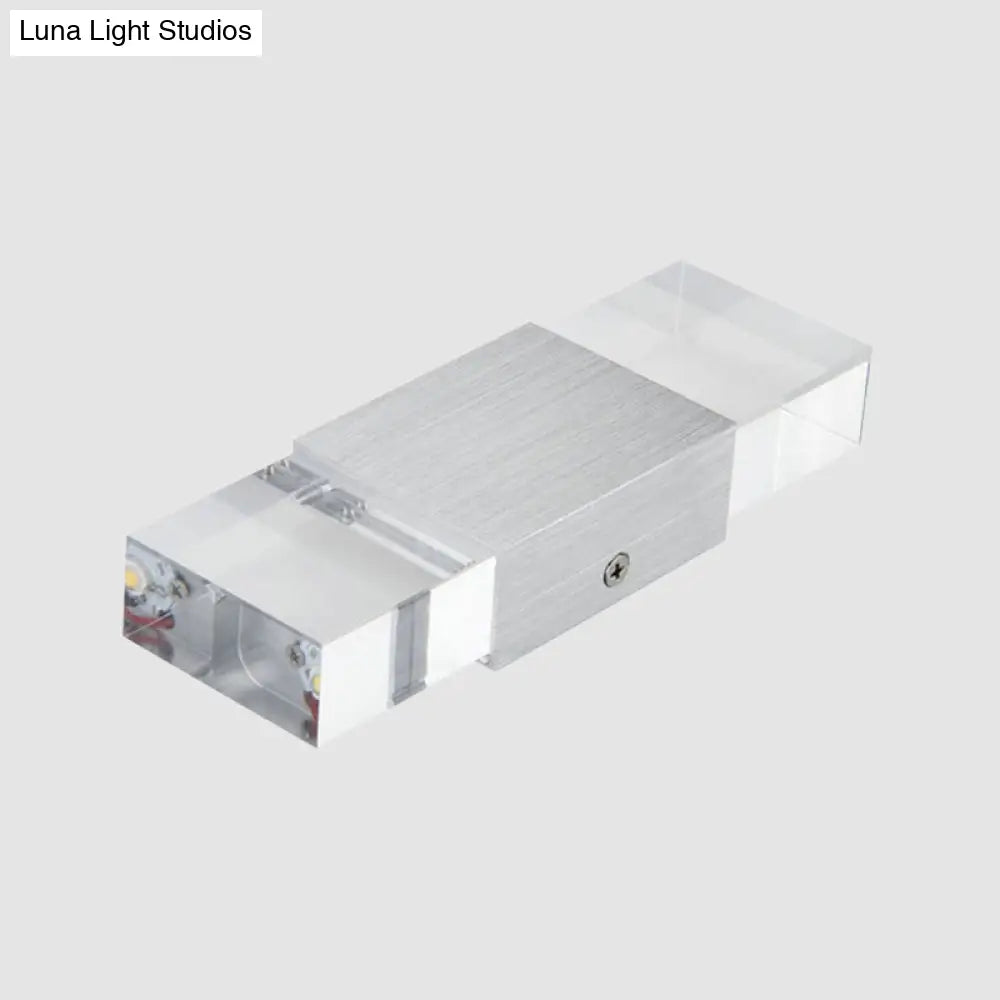 DecorBites™ DecorBites™ Modern Rectangular Acrylic LED Wall Sconce in Silver - Warm/White Light