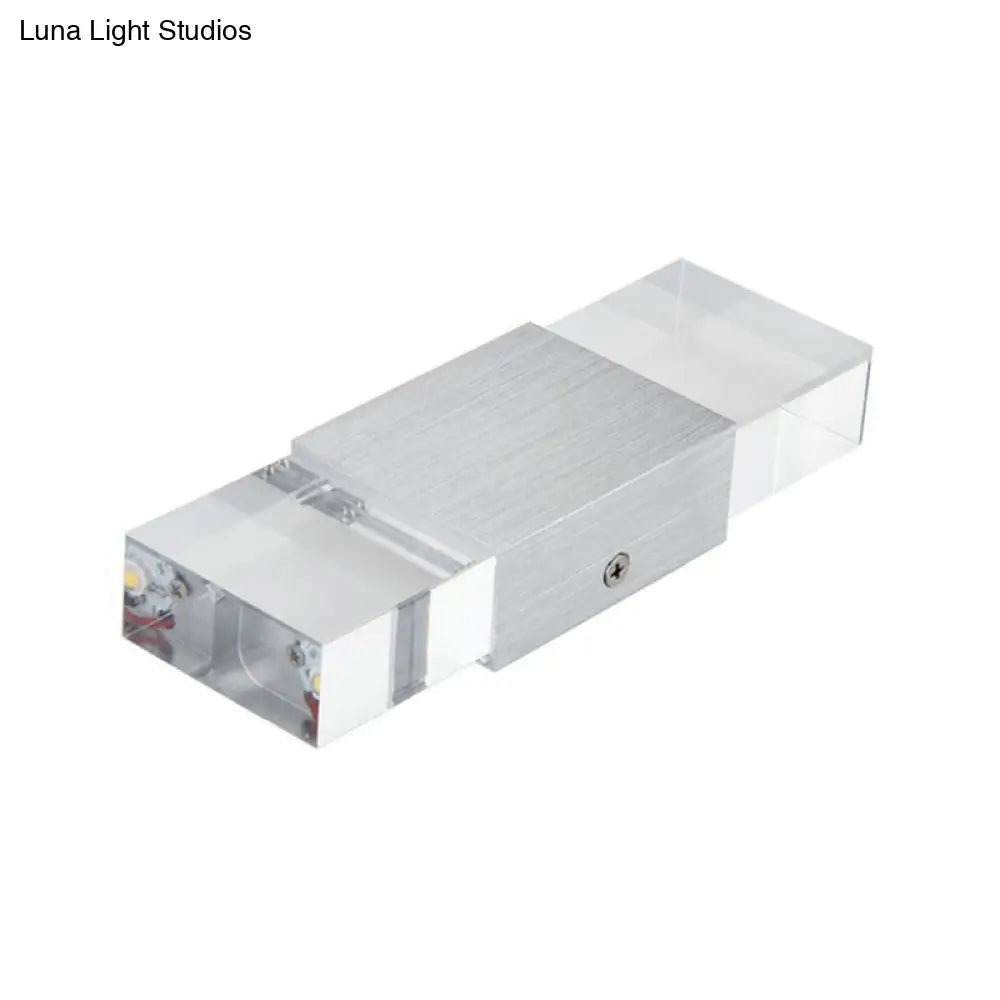 DecorBites™ DecorBites™ Modern Rectangular Acrylic LED Wall Sconce in Silver - Warm/White Light