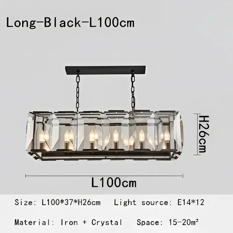 Modern rectangular black iron and crystal chandeliers with 12 e14 bulbs by decorbites crystal chandeliers for dining rooms