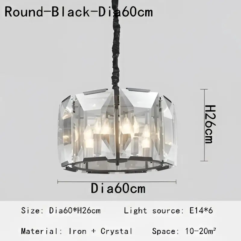 Modern rectangular black crystal chandelier with clear crystals and black iron frame by decorbites crystal chandeliers