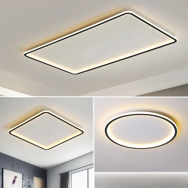 Modern rectangular black dimmable led ceiling chandelier with sleek frame and soft white illuminated panel for living room decorbites dimmable led