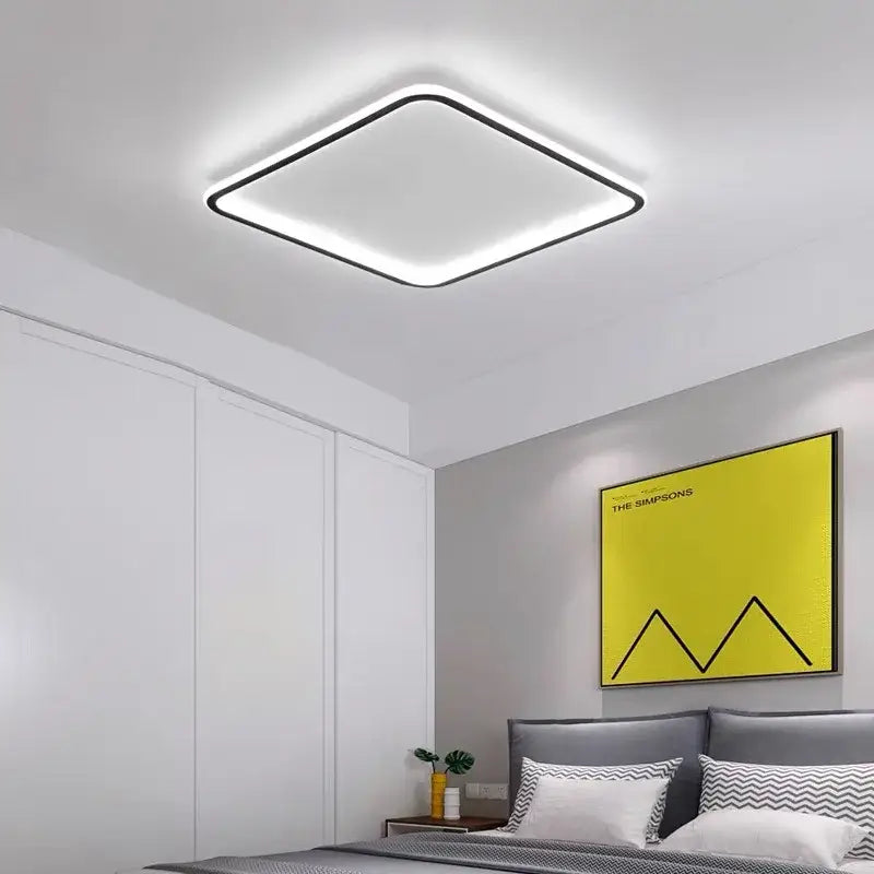 Modern rectangular black dimmable led ceiling chandelier with sleek frame and bright white illumination for living room decorbites dimmable led