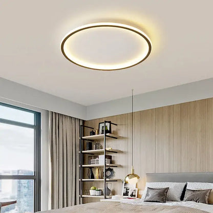 Modern rectangular black dimmable led ceiling chandelier with sleek gold rim and soft white illuminated center decorbites dimmable led