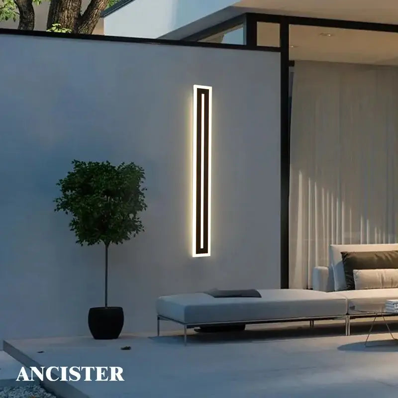 Modern rectangular black led waterproof wall light with sleek frame and glowing white led strip for living room decorbites led waterproof wall light