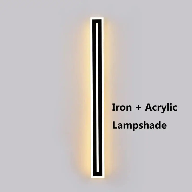 Modern rectangular black led waterproof wall light with a sleek black and white acrylic lampshade framed in iron emitting warm light