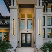 Modern rectangular black led waterproof wall light with sleek frames and warm lighting mounted as living room sconces