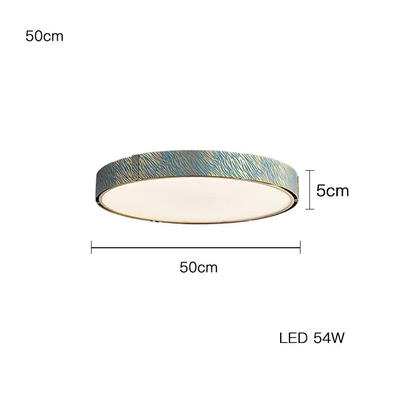 Modern rectangular blue copper crystal led chandelier with circular ceiling light featuring blue copper decorbites ring