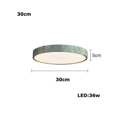 Modern rectangular blue copper crystal led chandelier with 30cm circular ceiling light featuring blue copper decorbites rim