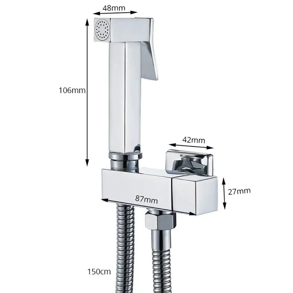 Modern rectangular brass bidet faucet bathroom sprayer with chrome finish and flexible hose for decorbites brass bidet installation