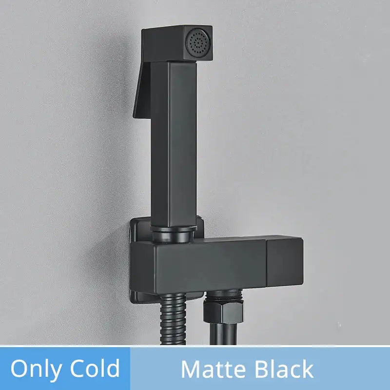Matte black matte-finish modern rectangular brass bidet faucet sprayer for bathroom by decorbites brass bidet