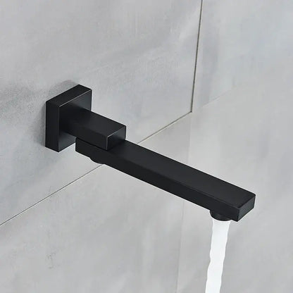 Black matte-finished square-bar shower faucet in brass chrome black bronze with modern swivel spout for bathroom decorbites
