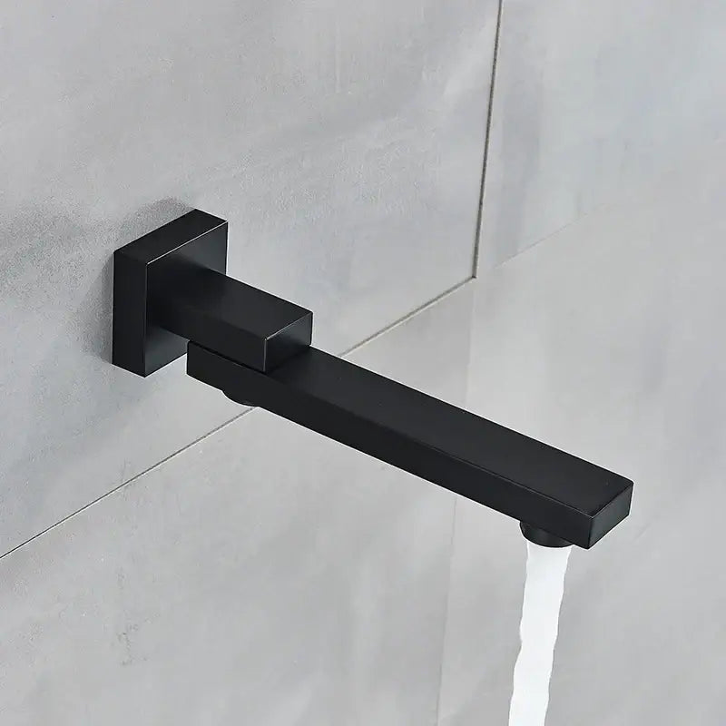 Black matte-finished square-bar shower faucet in brass chrome black bronze with modern swivel spout for bathroom decorbites