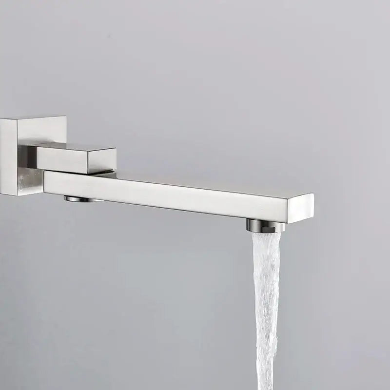 Modern brushed stainless steel wall-mounted faucet with rectangular spout for decorbites brass chrome black bronze bathroom use