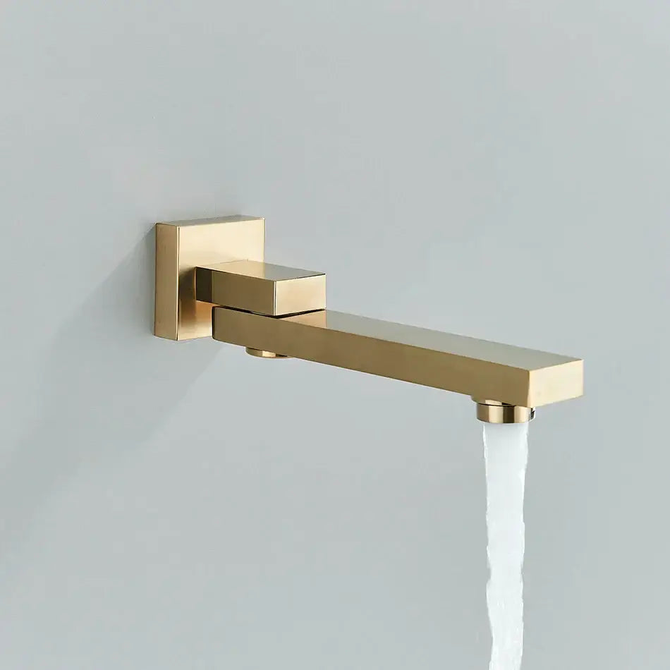 Modern gold-toned square faucet with sleek minimalist design for decorbites brass chrome black bronze bathroom use