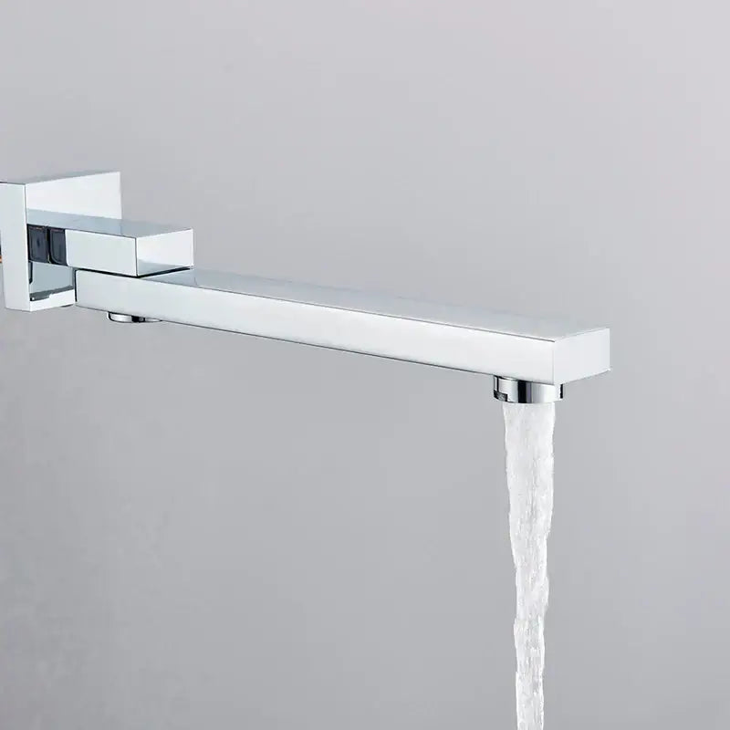Modern chrome black bronze swivel shower spout with brass chrome finish and sleek wall-mounted design flowing water stream