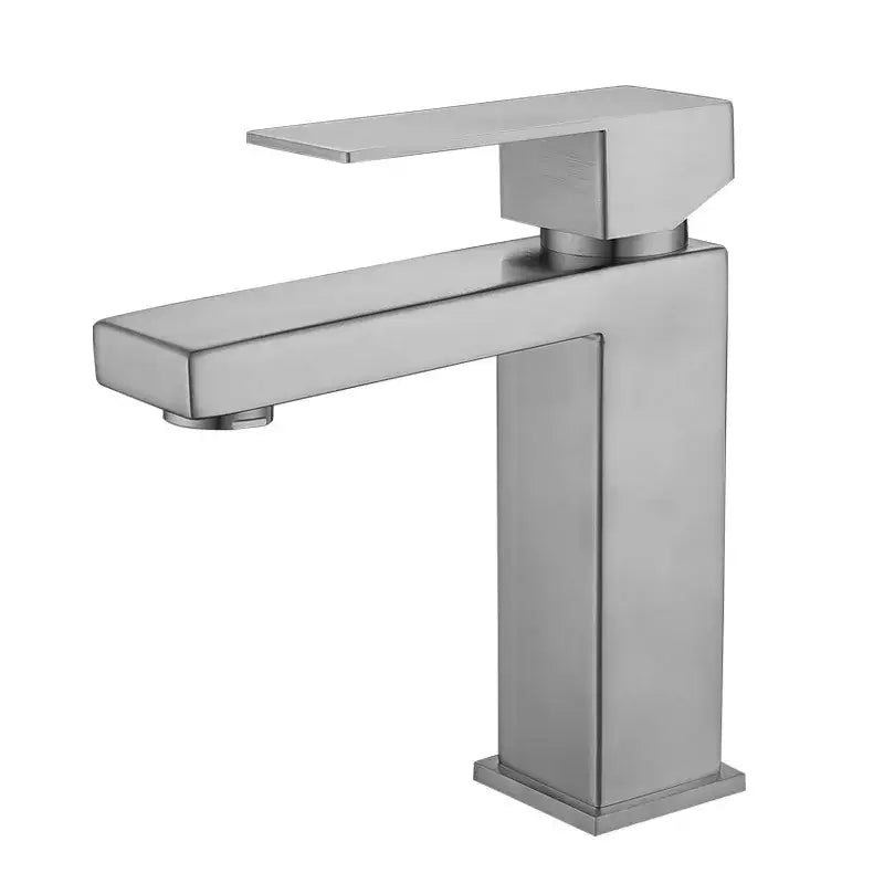 Modern brushed gold basin faucet with a sleek rectangular design and single-handle mixer tap for bathroom use decorbites brushed gold