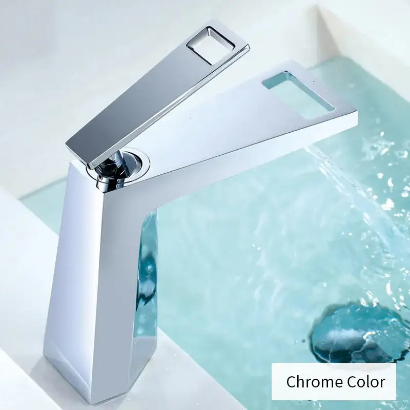 Modern rectangular brushed nickel bathroom sink faucet with chrome finish and angular minimalist design by decorbites brushed nickel