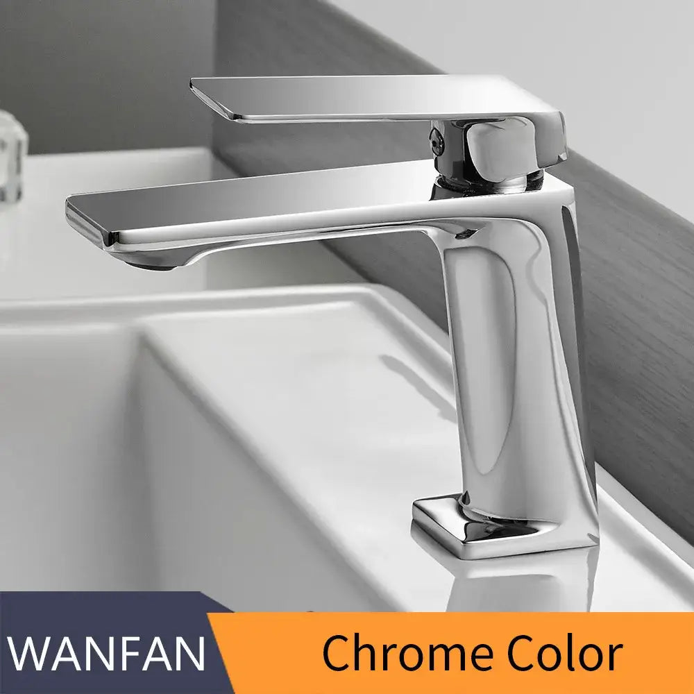 Modern rectangular brushed nickel bathroom sink faucet with chrome-finished angular flat spout for brushed nickel decorbites bathroom