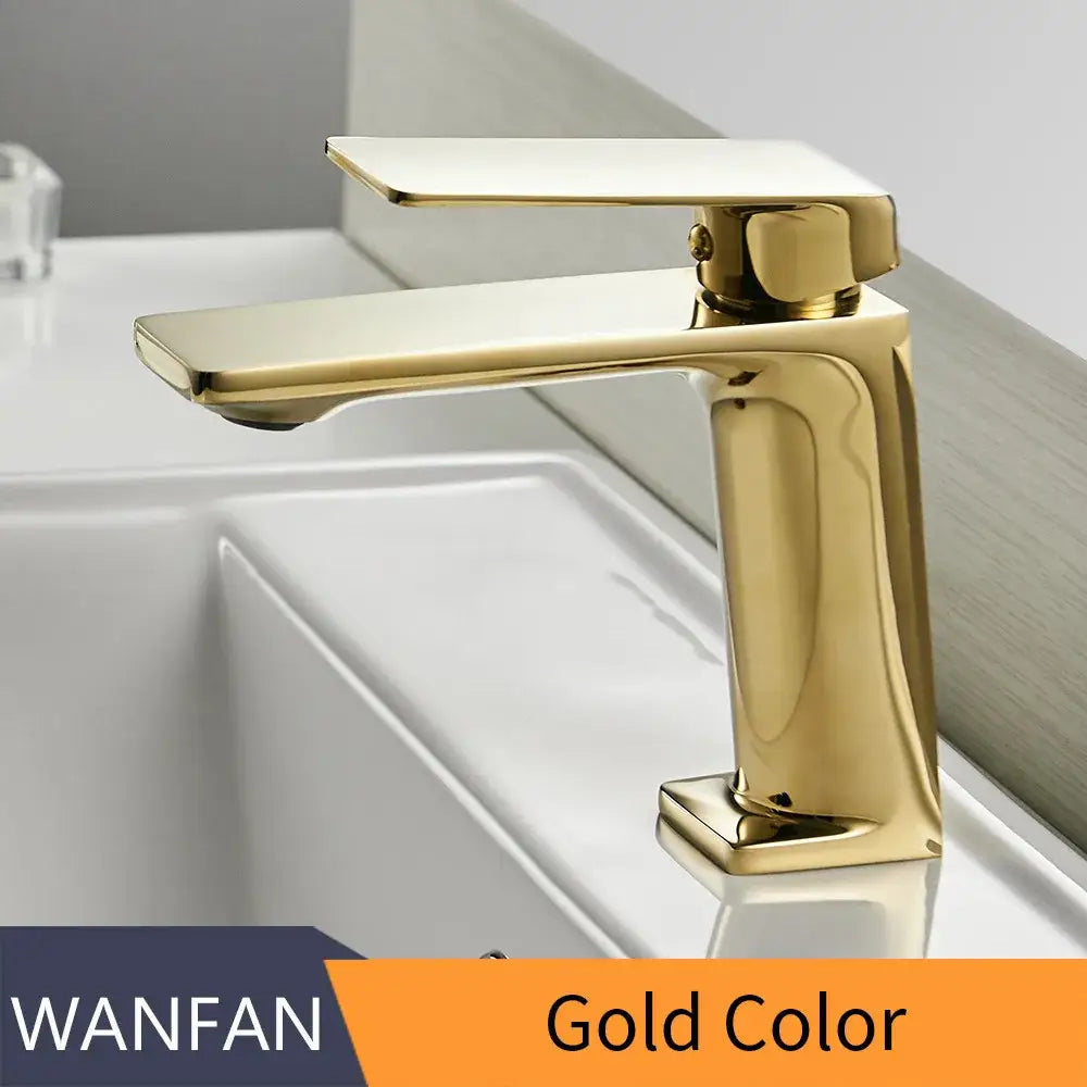 Modern rectangular brushed nickel bathroom sink faucet with gold-colored metallic finish for decorbites brushed nickel decor