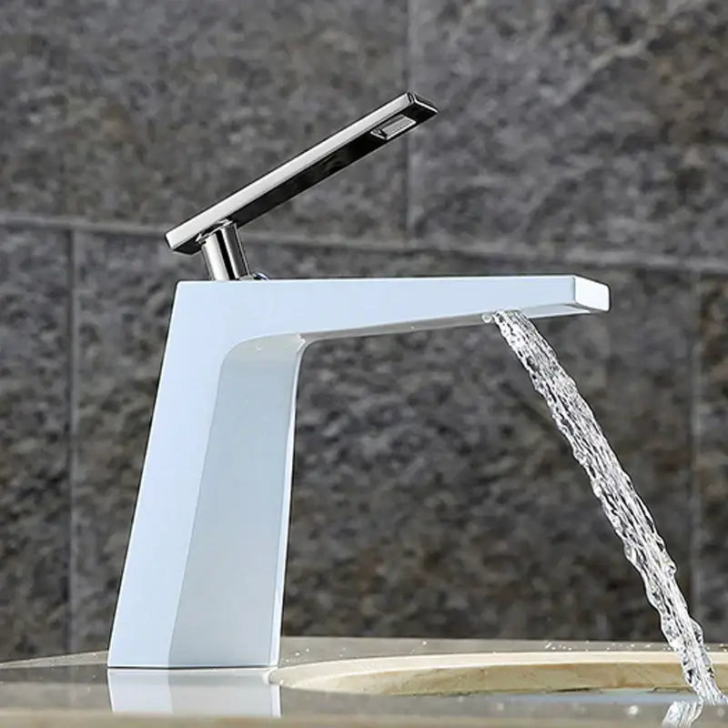 Modern rectangular brushed nickel bathroom sink faucet with white ceramic body and chrome accents for decorbites brushed nickel decor
