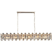 Modern rectangular brushed nickel pendant light with clear crystal cylinders for warm decorbites crystal dimmable glow