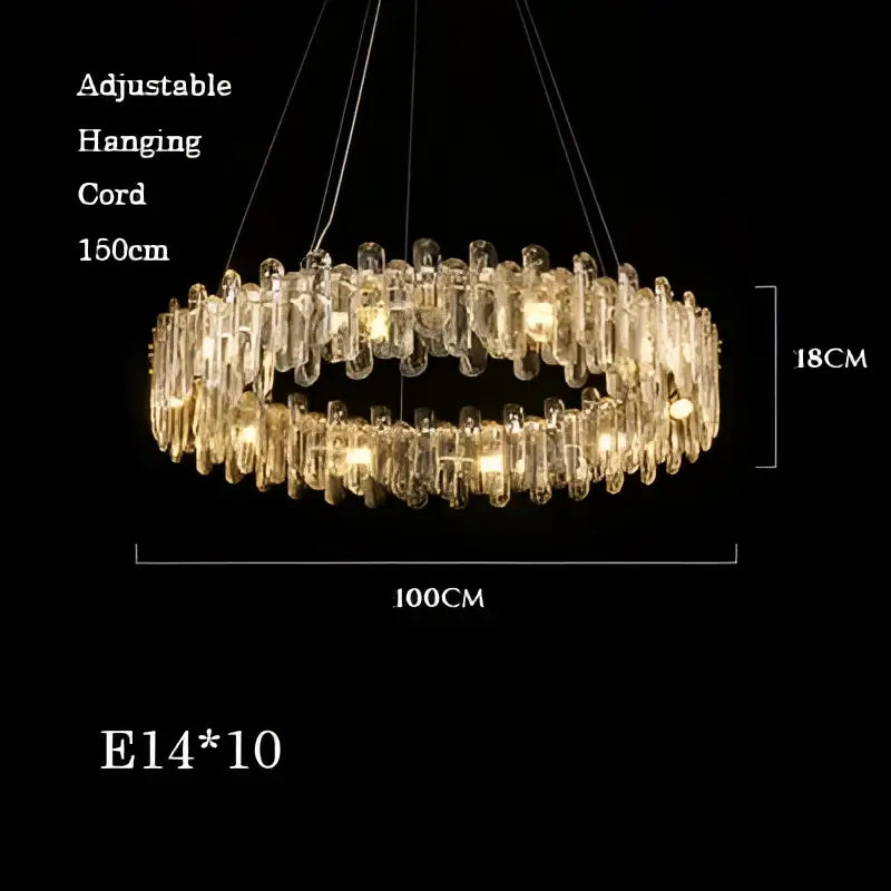 Modern rectangular brushed nickel pendant light with decorbites crystal dimmable droplets and ten e14 bulbs