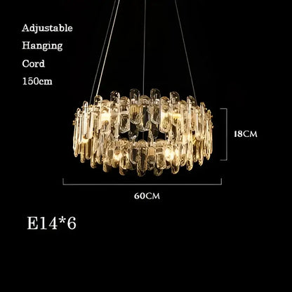 Modern rectangular brushed nickel pendant light with multiple tiers of clear faceted glass decorbites crystal dimmable