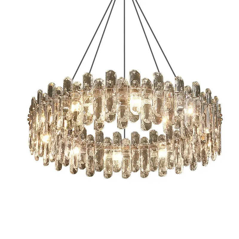 Modern rectangular brushed nickel crystal dimmable pendant light with clear faceted rods for bedroom decorbites crystal dimmable