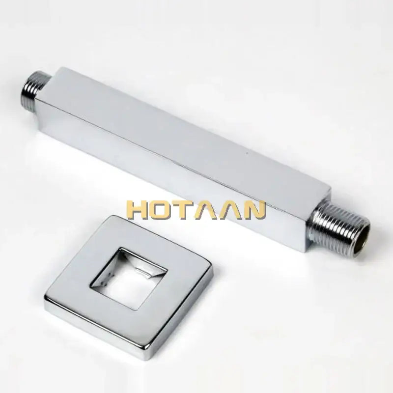 Modern rectangular chrome brass chromed shower arm with threaded ends and square wall mount by decorbites
