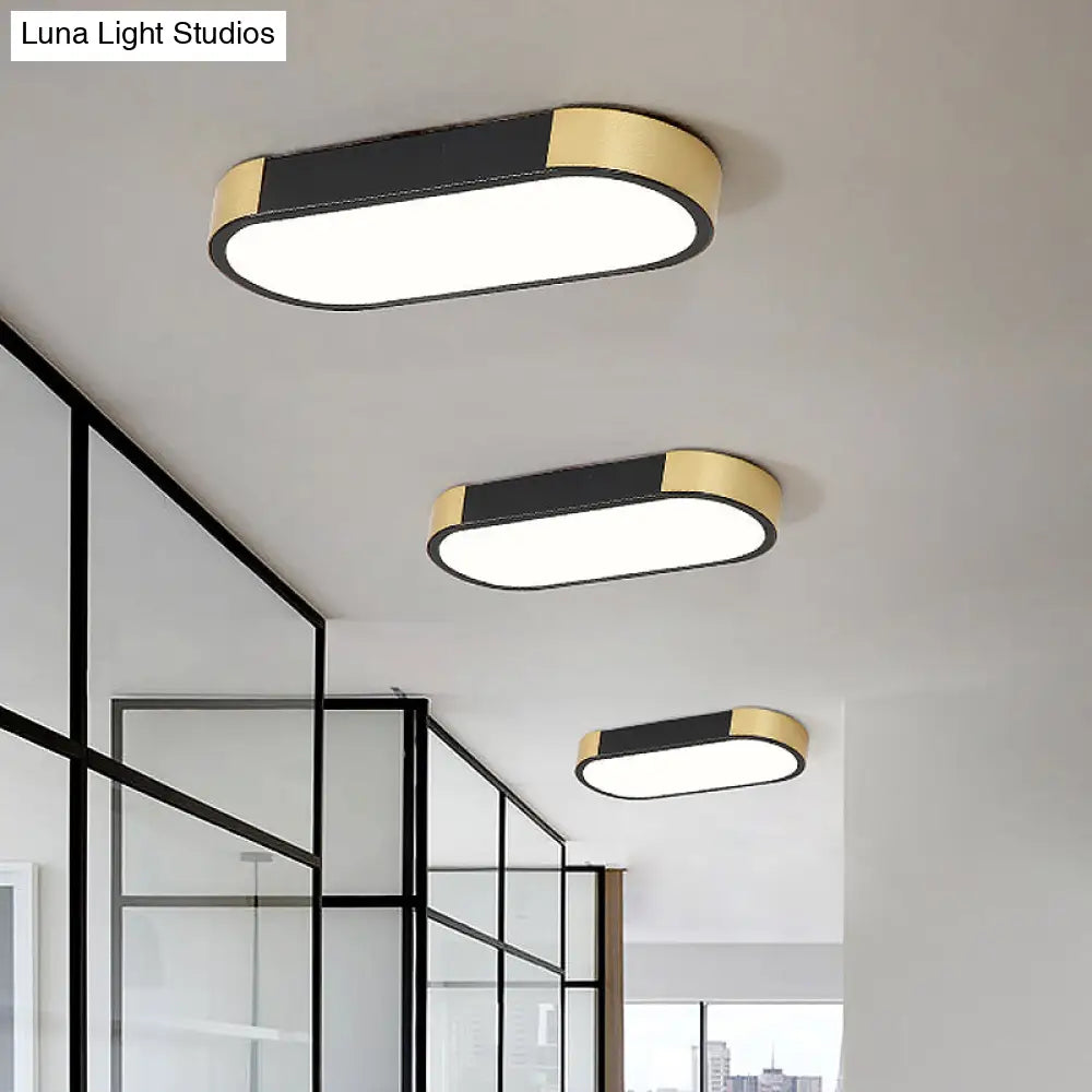 DecorBites™ DecorBites™ Modern Rectangular Corridor LED Ceiling Flush Mount - Metallic Flushmount Lighting in White/Gold or Black/Gold