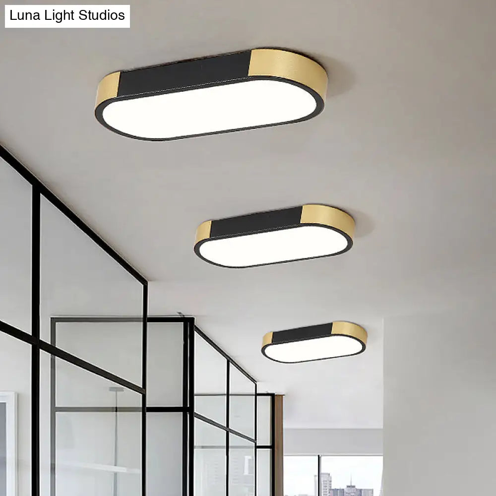 DecorBites™ DecorBites™ Modern Rectangular Corridor LED Ceiling Flush Mount - Metallic Flushmount Lighting in White/Gold or Black/Gold