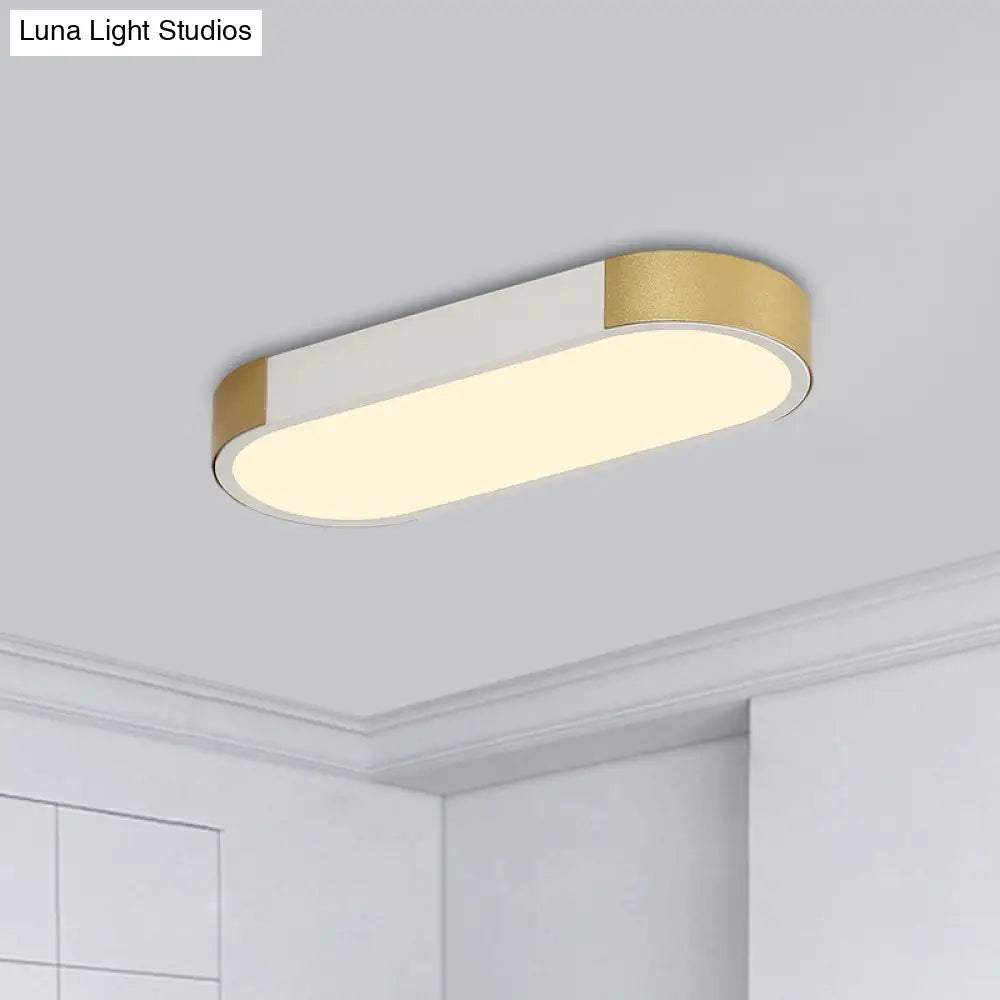 DecorBites™ DecorBites™ Modern Rectangular Corridor LED Ceiling Flush Mount - Metallic Flushmount Lighting in White/Gold or Black/Gold