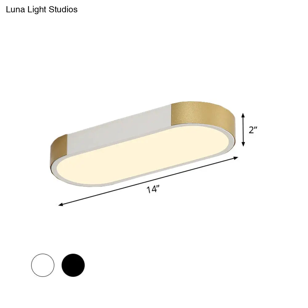 DecorBites™ DecorBites™ Modern Rectangular Corridor LED Ceiling Flush Mount - Metallic Flushmount Lighting in White/Gold or Black/Gold