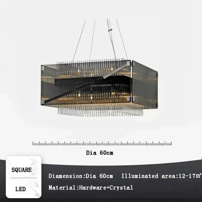 Modern rectangular black and clear crystal glass pendant chandelier with led lighting for dining room decorbites crystal glass