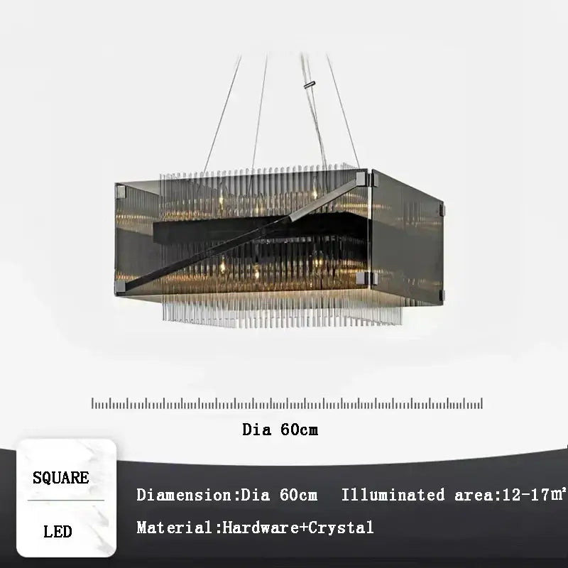 Modern rectangular black and clear crystal glass pendant chandelier with led lighting for dining room decorbites crystal glass