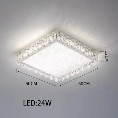 Modern rectangular crystal led ceiling lighting fixture with white diffuser and clear faceted crystal bead border decorbites crystal led