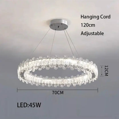 Modern rectangular crystal led ceiling lighting fixture with clear crystal droplets and adjustable 120cm cord decorbites crystal led