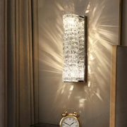 Modern rectangular crystal wall lamp with faceted crystal design and sleek metallic frame for bedroom decorbites crystal wall lamp