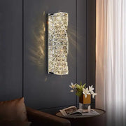 Modern rectangular crystal wall sconce with textured design and warm led illumination for bedroom decorbites crystal wall use