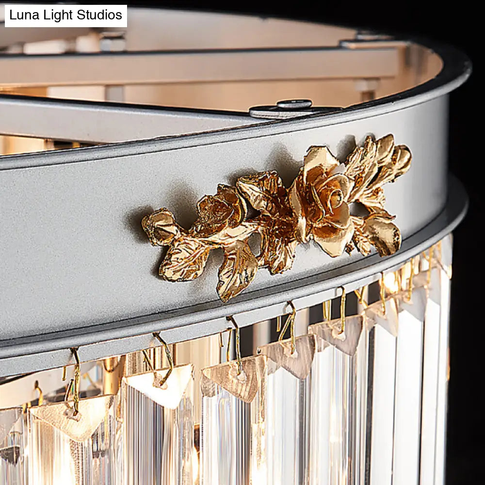 Lámpara de araña rectangular moderna tipo tambor - Cristal, 3/4 luces, colgante para comedor - 40,6 cm/49,5 cm de ancho